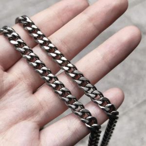 Zincirler 7.0 mm genişlik katı saf titanyum kaldırım zinciri bağlantı kolye erkekler hip hop kalın zincir zincirler ll