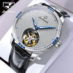 Relógios de pulso JSDUN 832 Todos os diamantes Tourbillon Relógio Mecânico para Homens Luxo À Prova D 'Água Relógio Top Marca Original Homem Relógios de Pulso