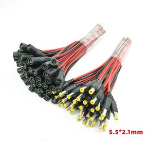Siyah Kırmızı Tel 5.5 x 2.1mm Pigtail 12V Erkek Kadın DC Konektör Kablo Adaptörü 5050 3528 COB LED şerit ışığı