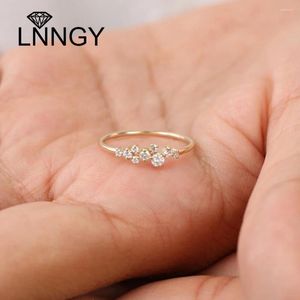 Küme Yüzükleri Lnngy 925 STERLING Gümüş Moissanit Alyanslar için Yuvarlak Laboratuar Elmas Yüzük Anillos Güzel Takı