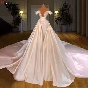 Yeni Beyaz Denizkızı Gelinlik Gelinlikleri Omuzdan Gelin Gowns Prenses Vestido Boncuklar Robe De Mariage