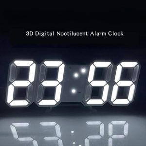 3d led relógio digital de parede deco brilhante modo noite ajustável relógio de mesa eletrônico decoração sala estar led