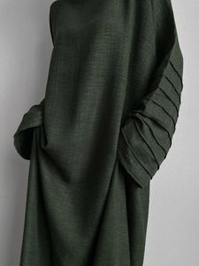 Etnik Giyim Moda Pileli Kollu Müslüman Elbise Büyük Boy Cobe Abaya Kadın Tam Uzunluk İbadet Servisi Abayas WY1985