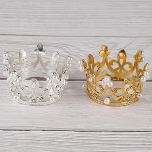 Saç klipleri zarif altın gümüş renkli mini taç prenses topper kristal inci tiara sevgililer günü hediyesi