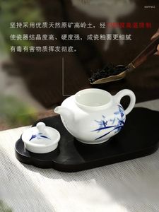 Наборы чайной посуды Керамический чайник с фильтром Цзиндэчжэнь Фарфоровый чайный сервиз с ручной росписью Устройство для изготовления Ручной маленький одиночный горшок Черный