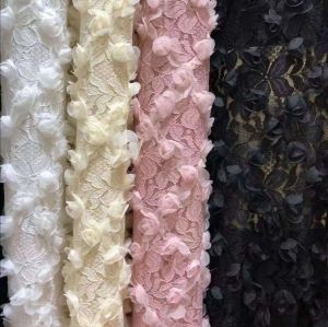 Kumaş 3D çiçek örgü gül nakış streç dantel kumaş gelinlik için giyim etek aksesuarları tasarımcı kumaş