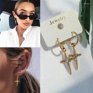 Dangle Küpe Moda Çapraz Kadınlar için Cross Gold Renk Hip Hop Chic Hediye