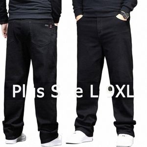 Человек черные джинсы Большой размер джинсовые брюки для толстых людей 45-150 кг.