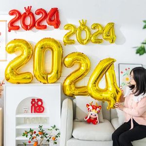 Decoração de festa Balão à prova de vazamento Balões de número de cor dourada 2024 anos Adereços decorativos reutilizáveis para festas