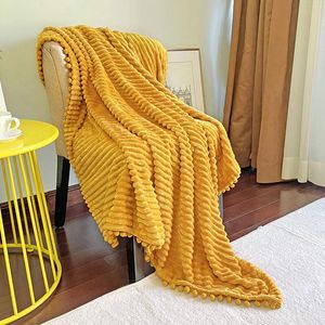 Battaniyeler Kanepe çift kişilik yatak için uygun hafif yumuşak battaniye (sarı 60x80 inç)