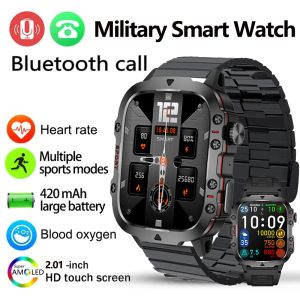 2024 Sağlam askeri akıllı saat erkekleri 1.96 inç spor fitness yapay zeka sesi akıllı izleme Android iOS için