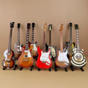 Gitar Minyatür Gitar Replica Mini Elektrikli Bas Ekran Modeli Ahşap Mini Müzikal Enstrüman Dollhouse Aksesuarlar Koleksiyon Dekoru