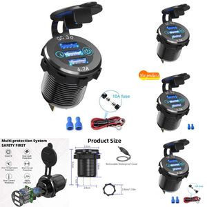 Yeni QC3.0 Üçlü Bağlantı Noktaları USB Araç Şarj Cihazı Soketi Güç Çıkışı Deniz Tekne Araba Kamyonu için Dokunmatik Anahtar RV
