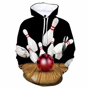 Толстовка с мячом для боулинга с 3D принтом для мужчин, крутой пуловер с длинными рукавами, индивидуальные толстовки, детская толстовка, спортивная одежда на открытом воздухе, одежда 240328