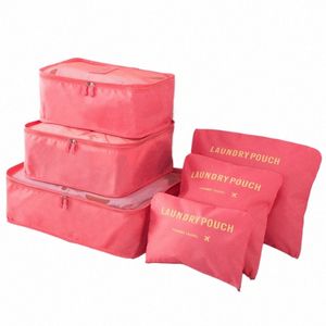 6 Pcs Travel Organizer Storage Bag Set para roupas Tidy Wardrobe Suitcase Bolsa Caso Sapatos Embalagem Cube Bag Home Storage A6Gq #