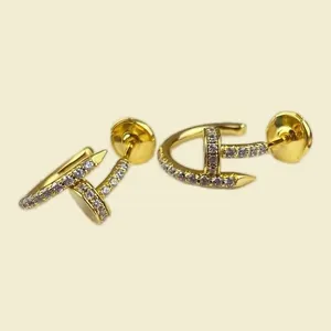 Moda elmas küpeler tasarımcı mücevher çivi kulüp bayanlar yüksek kaliteli lüks altın kaplama küçük saplama küpe parlak zarif zh208 e4