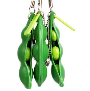 Peapod Fidget Oyuncak Sıkın Bir Fasulye EDAMAME PEA KEYCHAIN ​​KEYRING ETTRÜZ Soya Fasulyesi Duygu Duygu Basınç aksesuarı