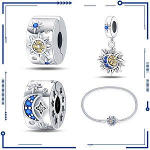 925 Kadınlar için Gümüş Gümüş Çapraz Sınır Mücevherleri, Niş Üst düzey Duygu, Yıldız ve Ay Kolye Boncukları DIY Bilezik Kolye Yapımı, Ücretsiz Kargo için uygun