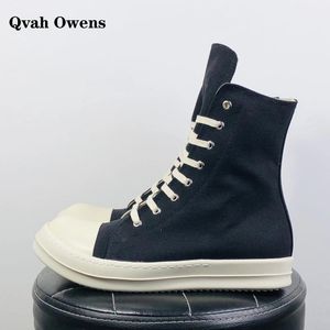 Sıradan Ayakkabı Kadın Erkekler Yüksek Top Tuval Dantel Up Sneakers Lüks Eğitmenler Zip Hip Hop Sonbahar Daireleri Siyah Botlar