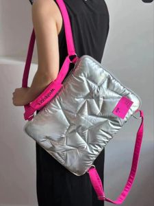 Evrak çantaları tatlı havalı yıldız dizüstü bilgisayar sırt çantası 14 inç gümüş alan pamuklu su geçirmez bilgisayar tablet omuz crossbody çantası teknik moda ros