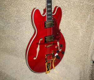 Özel 335 caz gitar remolo sistemi ile Kırmızı Elektrikli Gitar Goldware Ebony Klavye Yüksek Kalite Tüm Gitarlar A1119005606