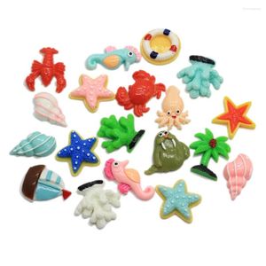 Dekoratif Çiçekler 20/50 PCS Karışık Simülasyon Okyanus Düz Reçine Kawaii Deniz At Çocuk Minyatürleri Dollhouse Cabochon Saç Yay Merkezi