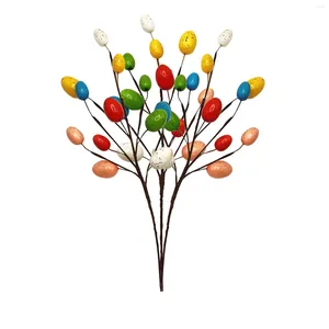 Dekoratif çiçekler Paskalya Boyama Yumurta Ağacı Şubesi Sahte bitki dekorasyonları 1pc 40cm köpük yaratıcılık renkli yapay buket çubukları