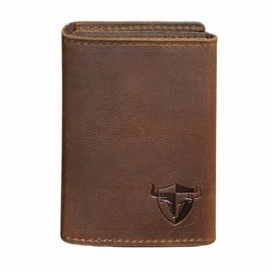 Лидер продаж Crazy Horse кожаный подарок Тонкая коробка для карт Airtag Case Holder C Mey Mini Handy Snap Wallet Кошелек для мужчин Мужской 1691 P6iM #