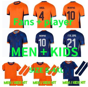 2024 Euro Kupa Hollanda Memphis Avrupa Holland Club Futbol Jersey 24 25 Hollanda Milli Takımı Futbol Gömlek Erkek Çocuk Kiti Full Home Away F. de Jong De Ligt Xavi Gakpo