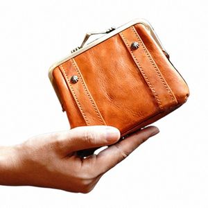 коровьей кожи Vintage Art Clip Pocket небольшой кошелек для мелочи гарнитура сумка для хранения монет женские роскошные брендовые сумки Good Imitati женский мини J8yp #