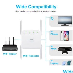 Wi-Fi Finders 2024 AC1200M Çift Frekans Tekrarlayıcı Kablosuz Sinyal Amplifikatörü 5G Yüksek Güç Duvar Genişletici AP Verici Beyaz Damla Del OTETQ