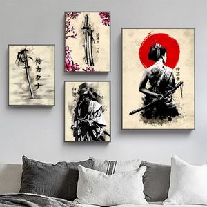 Японская самурайская картина рисовать настенные художественные персонажи плакаты и принты дома декорирование картинка для гостиной спальни эстетика