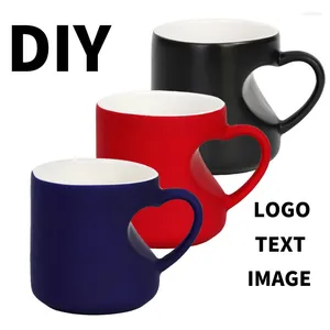 Кружки кружка DIY Po обесцвечивание воды ручка в форме сердца керамическая чашка с индивидуальными изображениями печать изображения снаружи