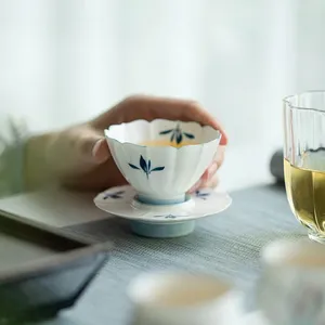Чайные чашки 75 мл, чистая ручная роспись, чашка с бабочкой и орхидеей с чашкой, лепесток ручной работы, личный мастер-набор, украшения для кафе, подарок