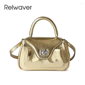 Сумки на плечо Relwaver, золотые сумки, сумка из натуральной кожи, весна-лето 2024, женская сумка-мессенджер, мини-почтальон, универсальная сумка