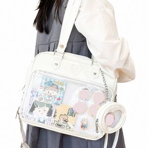 Japon harajuku itabag kızlar pu şeffaf çanta okulu öğrenci çantaları ita çanta tote jk üniforma omuz crossbody çantası z3ph#