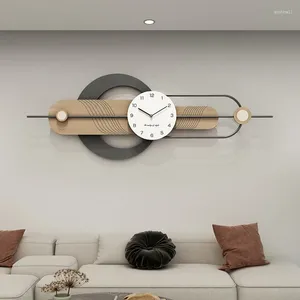 Relógios de parede decoração relógio de madeira grande designer elegante arte chique relógio nórdico estética