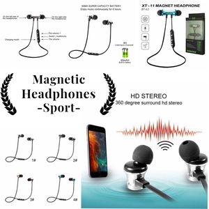 XT11 Bluetooth Kulaklıklar Manyetik Kablosuz Çalışma Spor Kulaklıkları Kulaklık BT 4.2 MIC MP3 EARBUD ile Kutuda Akıllı Telefonlar için
