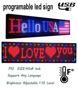 Ph10full renk LED işareti dış mekan smdwith sıcaklık ekran kaydırma mesajı USB programlanabilir işaretler kullan