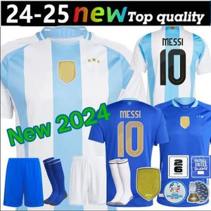 Camisetas Arjantin Futbol Forması Çocuk Kiti 2024 Copa America 3 Yıldız 2025 Milli Takım Kupası 24/25 Evde Erkekler Futbol Gömlek Tren Di Maria Lautaro Martinez 4xl
