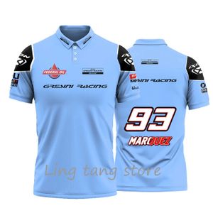 Erkek Tişörtleri 2024 Yeni Erkek Motosiklet Track Race Blue Grezini Racing Marquis Açık Ekstrem Spor Polo T-Shirt J240330