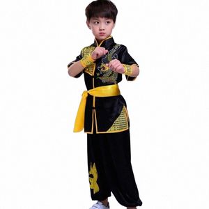Erkek Kız Çocuk Çin Yeni Yıl Giysileri Sequin Drag Nakış Kostüm Dövüş Sanatları Takım Wushu Tekdüze Kungfu Giysileri 123W#