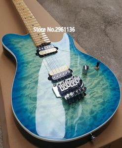 Custom Edward Van Halen Gang Ernie Ball Axis Синий Зеленый Стеганый Кленовый Топ Электрогитара Кленовый Шея Floyd Rose Тремоло Tailpiece1743264