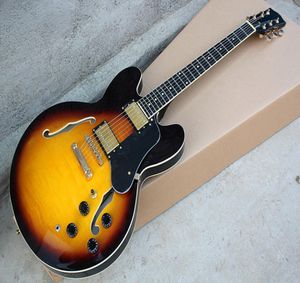 Klasik tütün elektrikli Gitar Bulutlu Vayan ve Tütün Backhh Pikapları ve Altın Hardwaresrosewood Kıvranı ve Dot I9520890