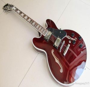 Цельная гитара Gs 335 Jazz Электрогитара Полуполый корпус из красного дерева цвета вина Бордо 1205105105358