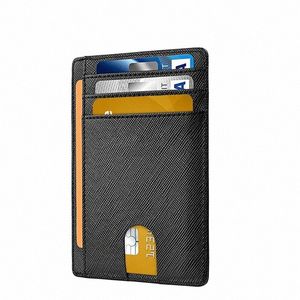 RFID натуральная кожа Easy Push Busin Card Holder Мужская Safiano Черный Широкий Плюс Размер Кошелек для удостоверений личности Прозрачный чехол с окном Z6na #