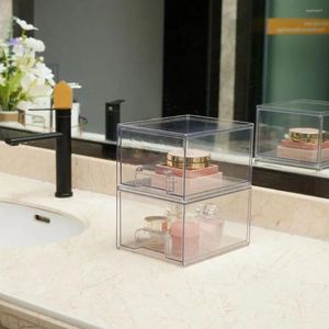 Depolama Kutuları Akrilik Kutu İstiflenebilir Makyaj Organizatörü Kozmetik Çekmece Banyo Vanity Kapasitesi