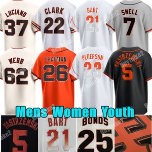 Özel Matt Chapman 5 Mike Yastrzemski Beyzbol Forması Jung Hoo Lee San Francisco Barry Bonds Lamonte Wade Jr.