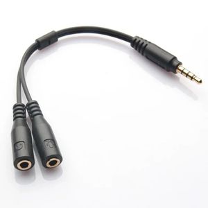 Y-разветвитель 3,5 мм стерео аудио 1 штекер на 2 гнезда кабель для наушников микрофон MP3 MP4 штекер адаптер одна точка два разъема 20 см