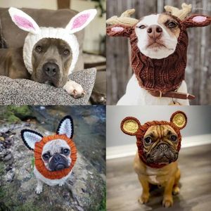 Köpek Giyim Kediler için Pet Kostüm Sıcak Flep Ear Sarma Kaput Örgü Şapkası Kış Kıyısı Noel Yılı Yumuşak İplik Kapağı